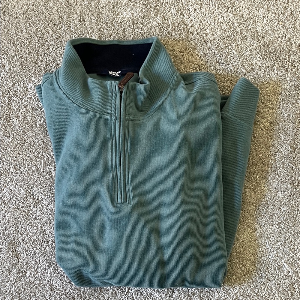 Lands' End Men's Green Zip-Up Sweater